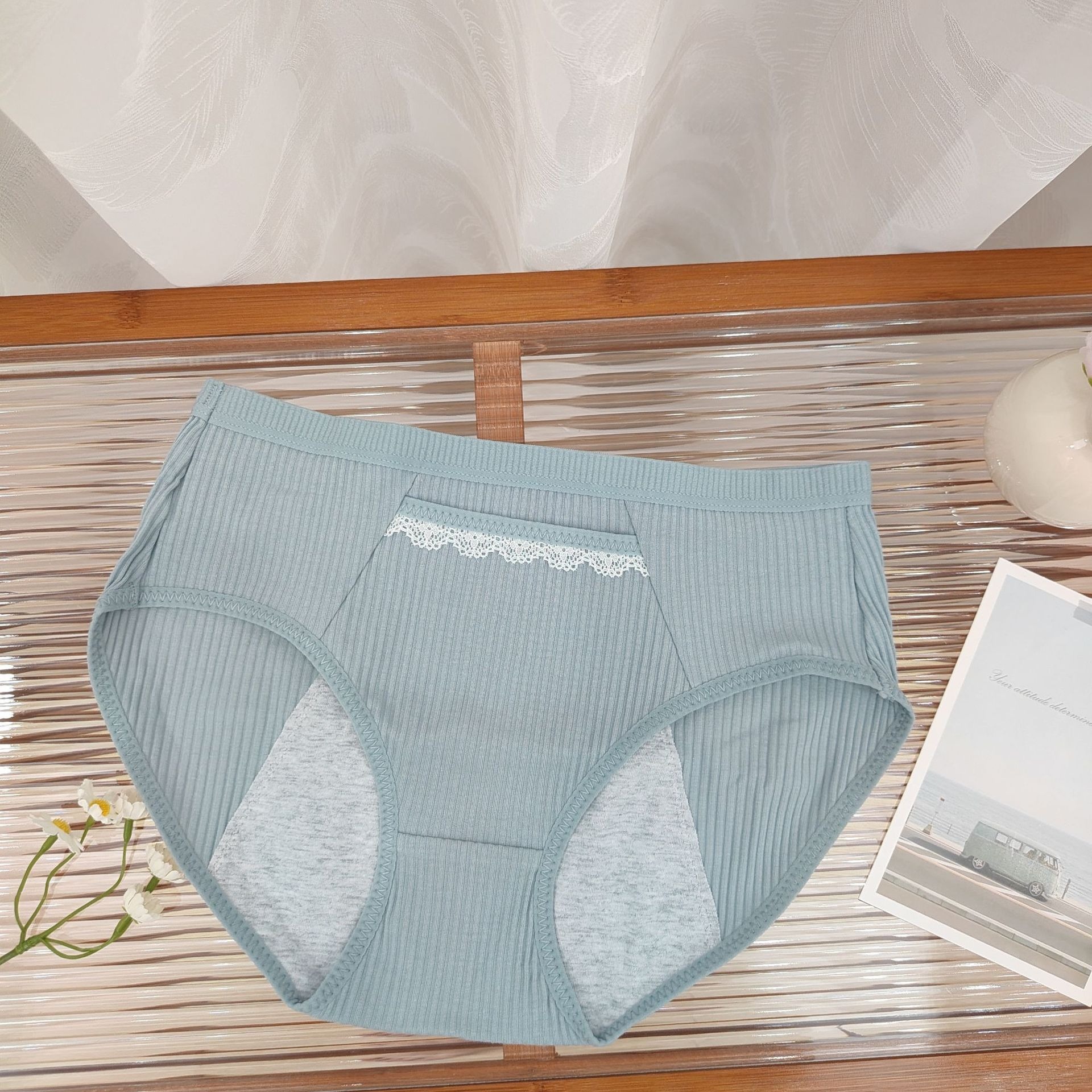 3-Layer Ruffle Leak-Proof Period Panties Pocket Design Easy Clean