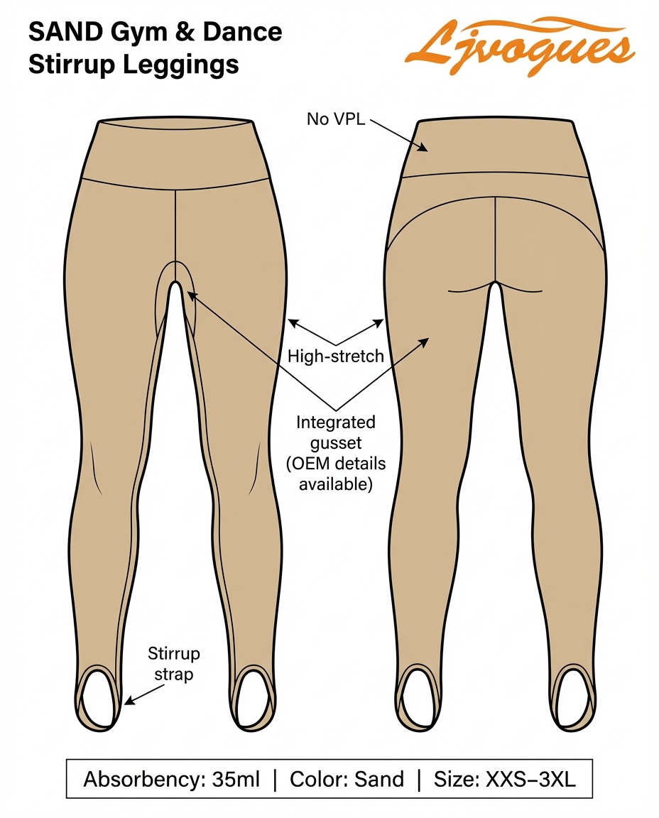 Integrated Gusset Stirrup Leggings 35ml | No VPL No Binding | OEM Gym Dance Activewear