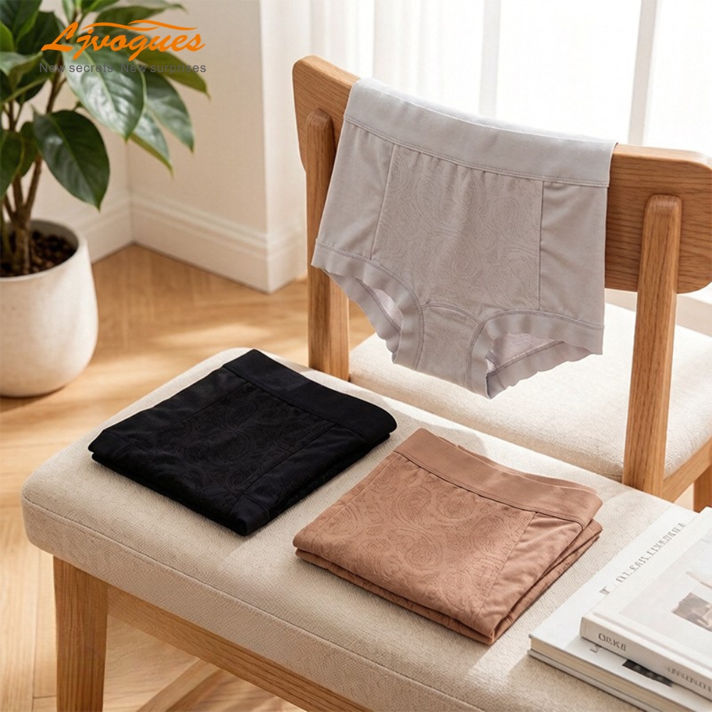 French Lace Jacquard Mid-Rise Boyshorts | Tummy-Smoothing Cotton Crotch Plus Size | 6 Colors L–3XL | OEM Wholesale