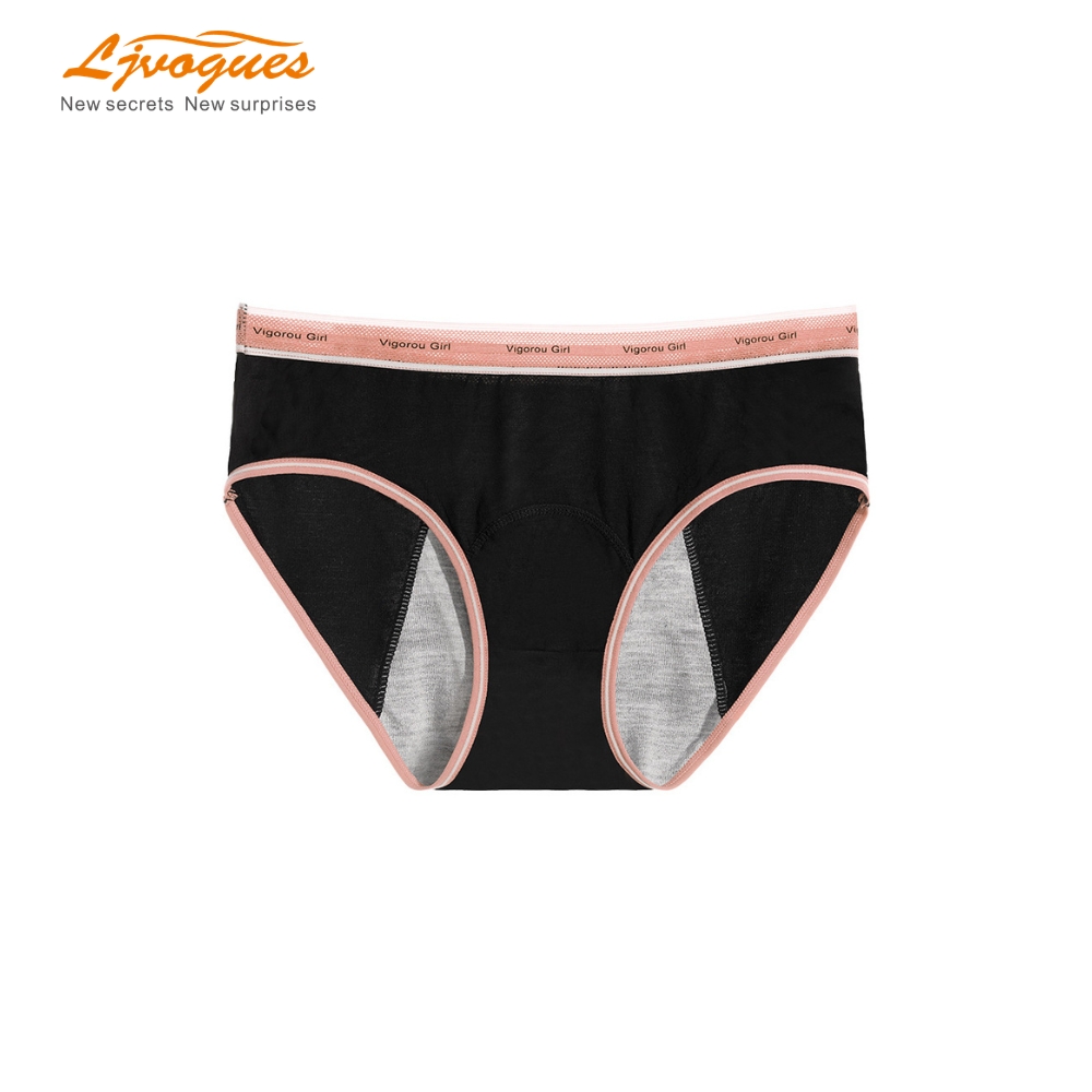 3-Layer Front & Rear Leakproof Period Panties | Mid-Rise Viscose Color-Trim Menstrual Briefs | 5 Colors S–2XL | OEM/ODM Wholesale