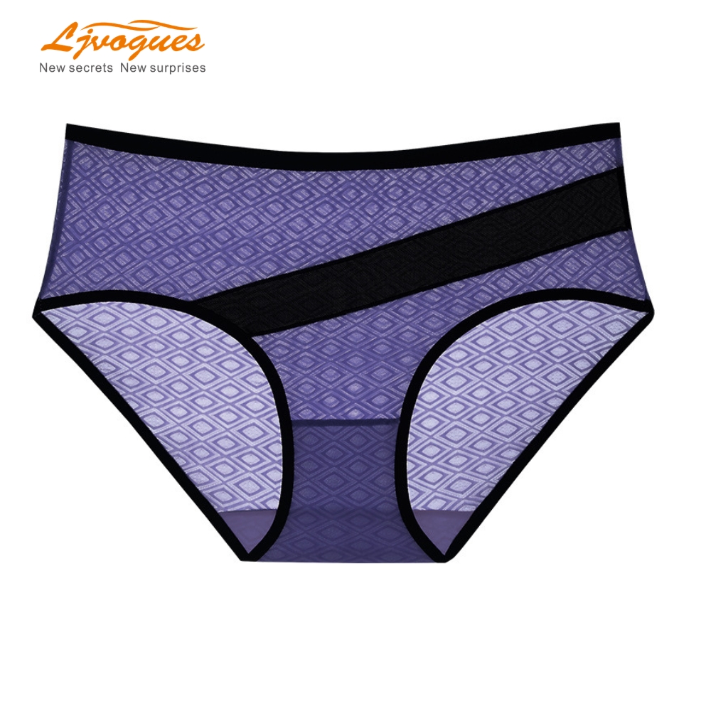 Rhombic Mesh Sheer Cooling Briefs | Cotton-Lined Mid-Rise | 6 Colors S–2XL | Summer Essentials | OEM Wholesale