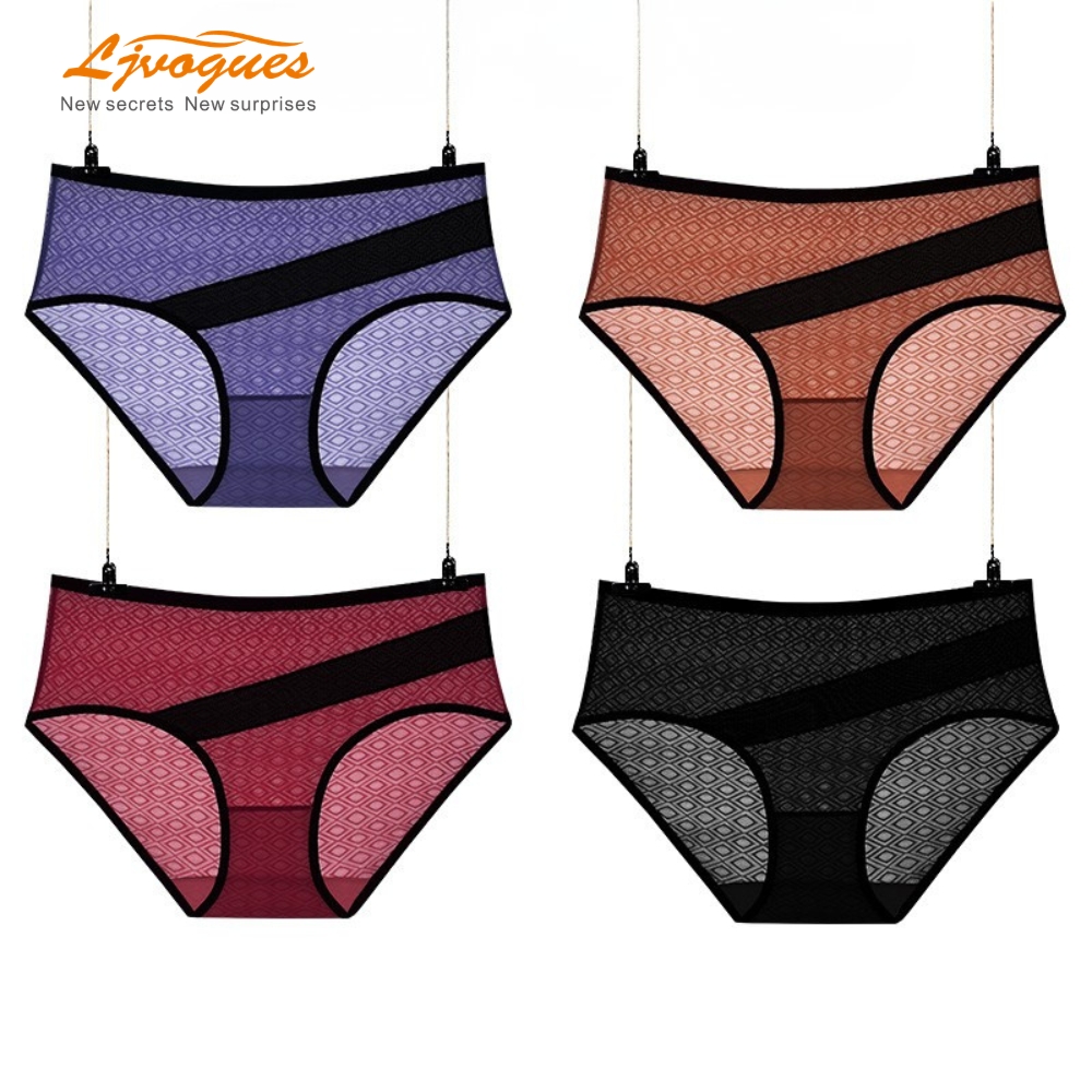 Rhombic Mesh Sheer Cooling Briefs | Cotton-Lined Mid-Rise | 6 Colors S–2XL | Summer Essentials | OEM Wholesale