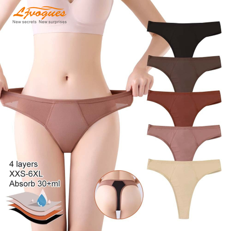 Breathable Mesh Period Thong | 4-Layer Bamboo Fiber Plus Size Menstrual Underwear | OEM Wholesale