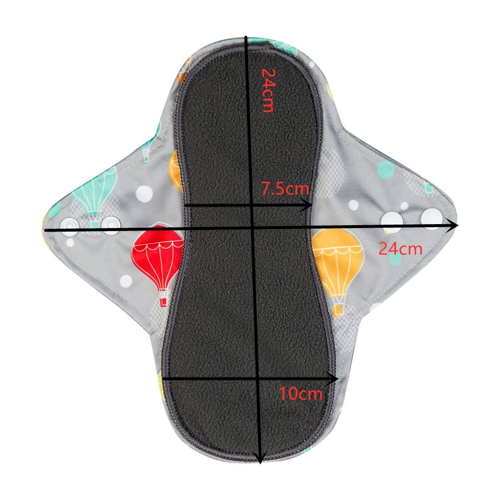 Ready Stock Reusable Cloth Menstrual Pad (Winged) | Waterproof PUL Outer | Bamboo Charcoal + Microfiber Core | 24cm Day Use | Multi Patterns