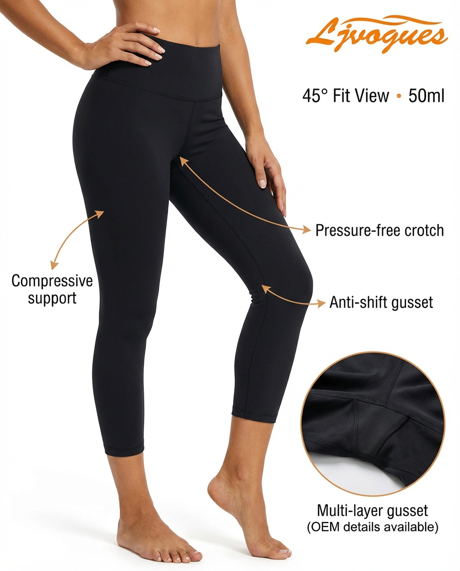 Activewear bottoms with built-in multi-layer absorbent gusse Cycling Leggings
