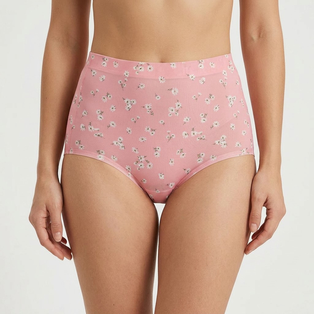 High Waist Period Panties | Pink Floral Print Heavy Flow OEM 
