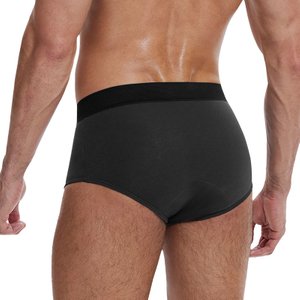 OEM Men's Washable Incontinence Underwear | 4-Layer 150ml Absorbent | Cotton Bamboo Brief | 3D U-Pouch Open Fly | XS–4XL