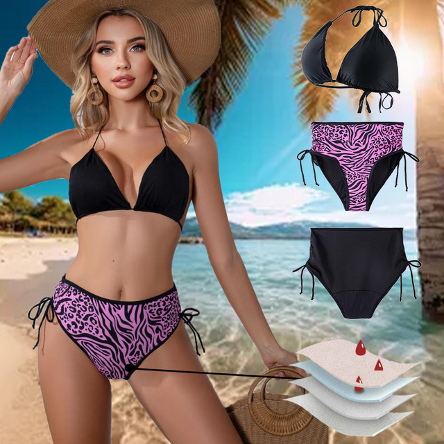 Four-layer Bikini Sexy Swimsuit Set Period Leakproof Waterproof Separates Menstrual Swimwear Women Comfort Swim Panties Design