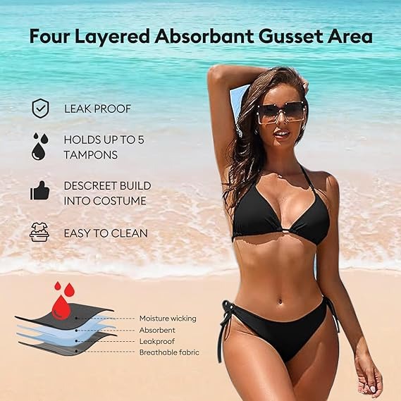 Wholesale Side Tie Period Swim Bottoms | Leakproof Swimwear OEM
