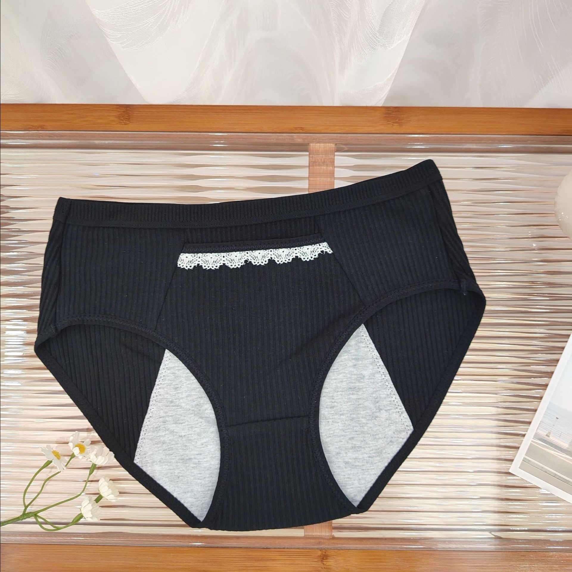 3-Layer Ruffle Leak-Proof Period Panties Pocket Design Easy Clean