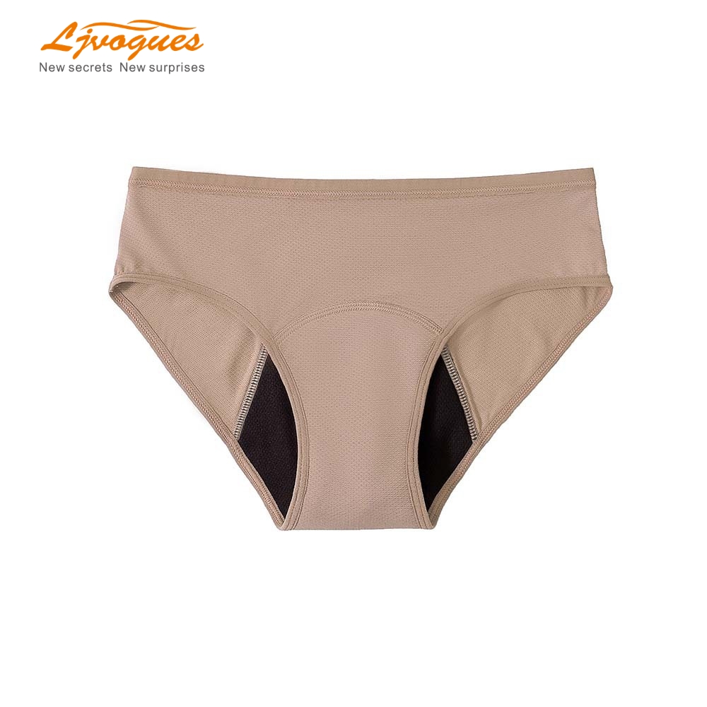 Wholesale Breathable Mesh Period Briefs | Mid-Rise Bamboo 4-Layer Plus Size OEM
