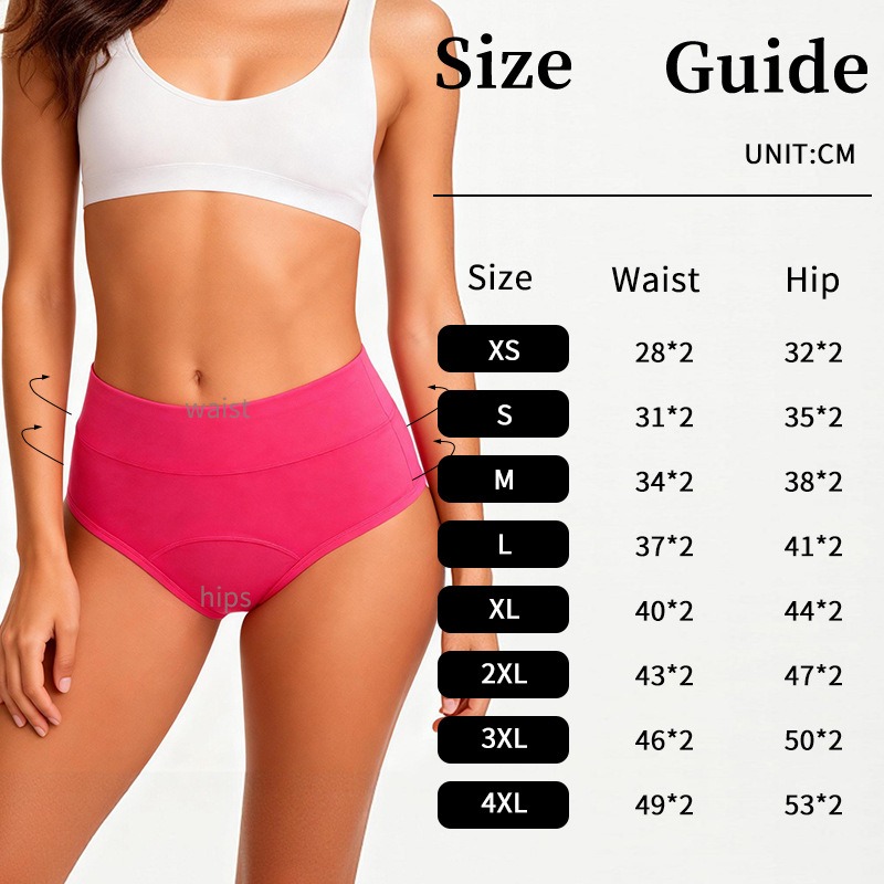 European Plus Size High Waist Shapewear Period Panties Tummy Control
