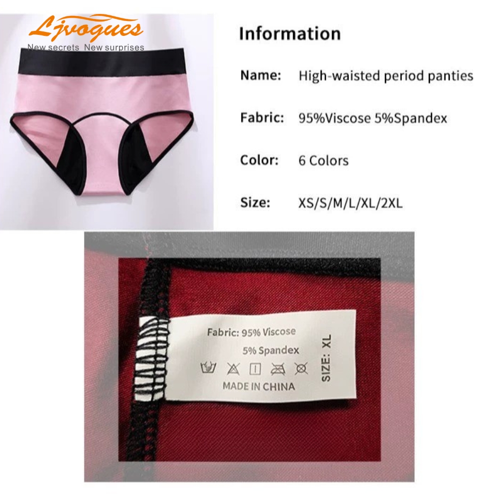 Viscose High-Waisted Period Panties with Contrast Elastic Waistband | 3-Layer Extended Coverage | 6 Colors | OEM Wholesale