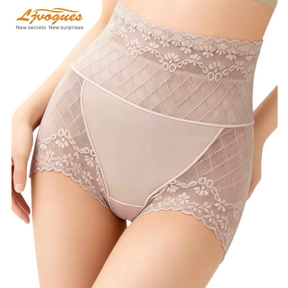 High-Waisted Lace Tummy Control Women's Briefs | Butt-Lifting Seamless-Look | Cotton Crotch Plus Size | OEM Wholesale