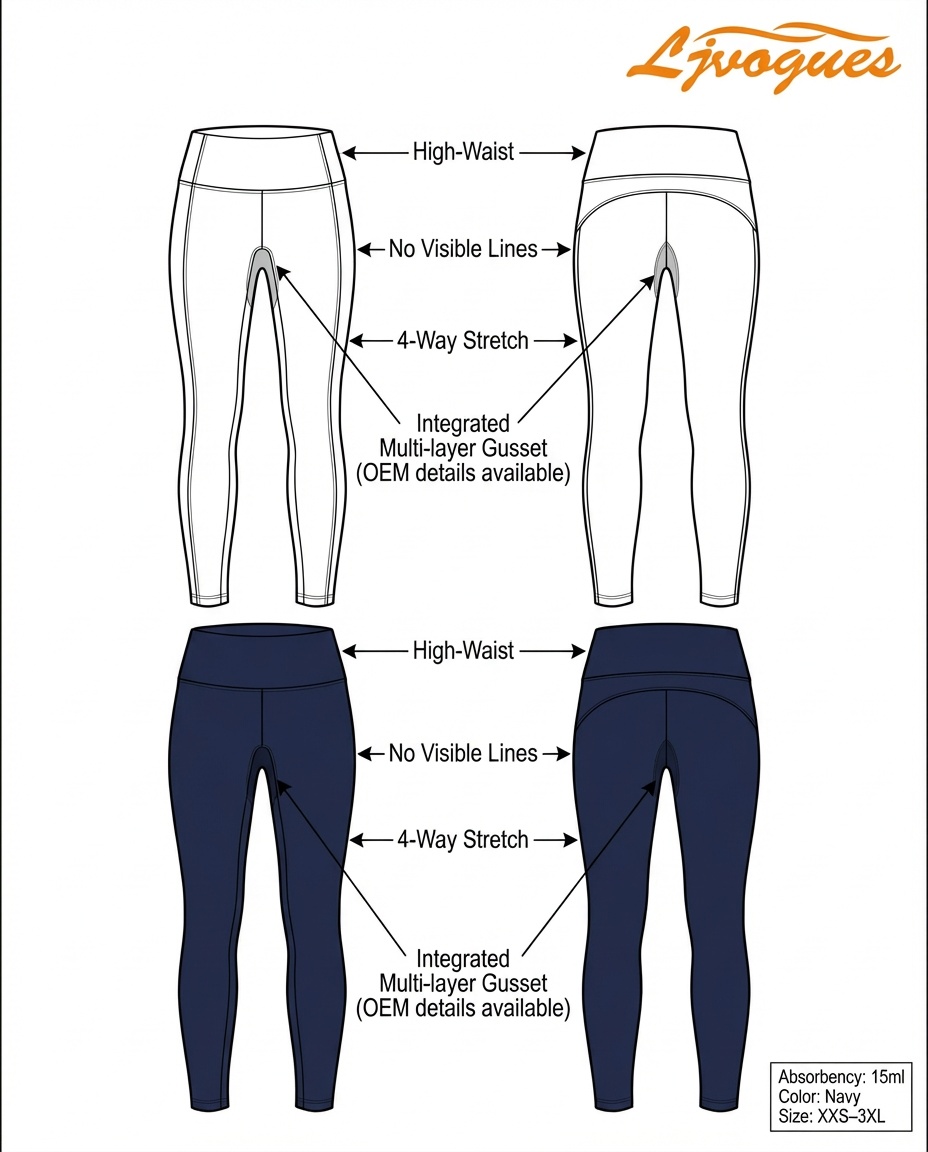 Integrated Gusset Activewear Bottoms for OEM — Yoga Leggings / Hiking Shorts / Running Shorts / Cycling 9/10 / Dance Stirrup (15–50ml)
