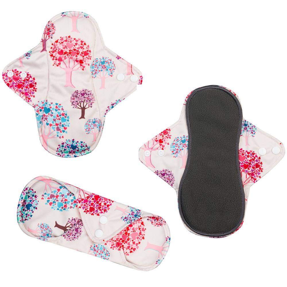 Ready Stock Reusable Cloth Menstrual Pad (Winged) | Waterproof PUL Outer | Bamboo Charcoal + Microfiber Core | 24cm Day Use | Multi Patterns