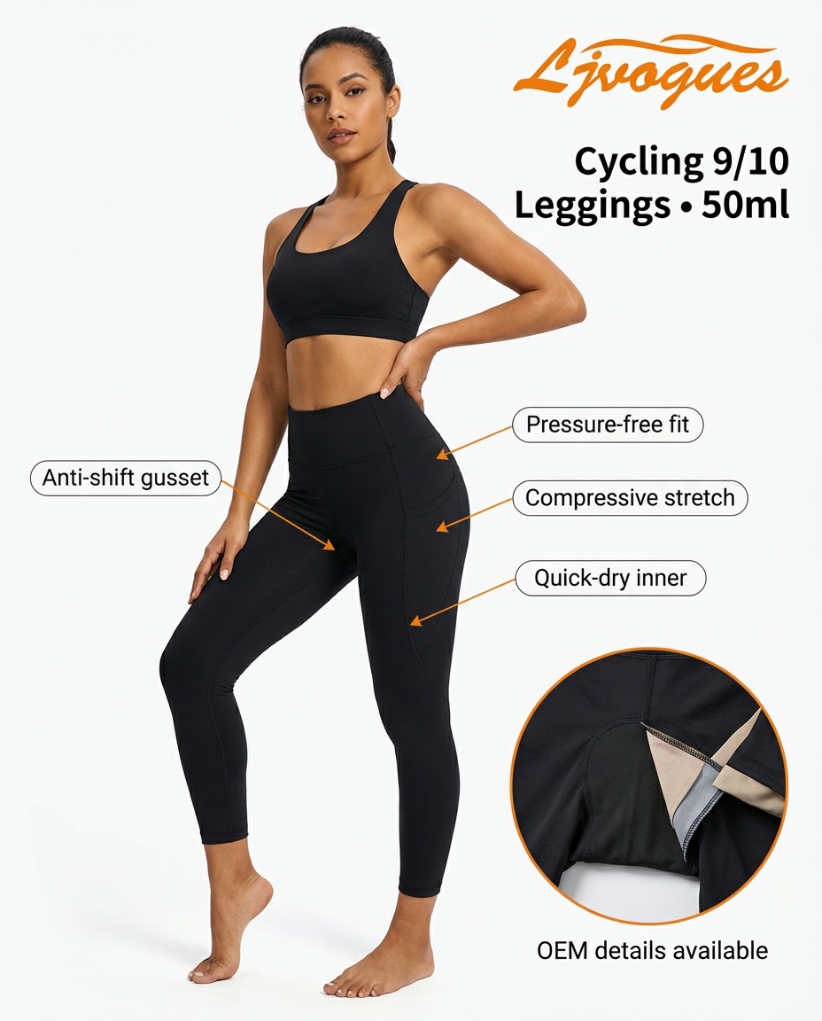 Activewear bottoms with built-in multi-layer absorbent gusse Cycling Leggings