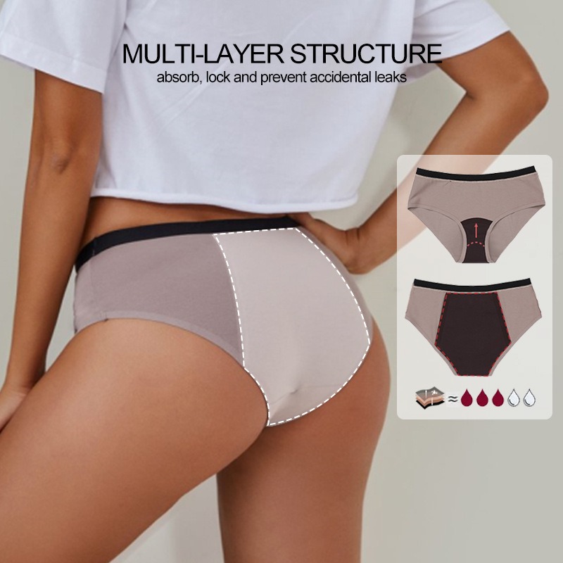 4-Layer Low Waist Period Panties with Color Blocking Stylish Design