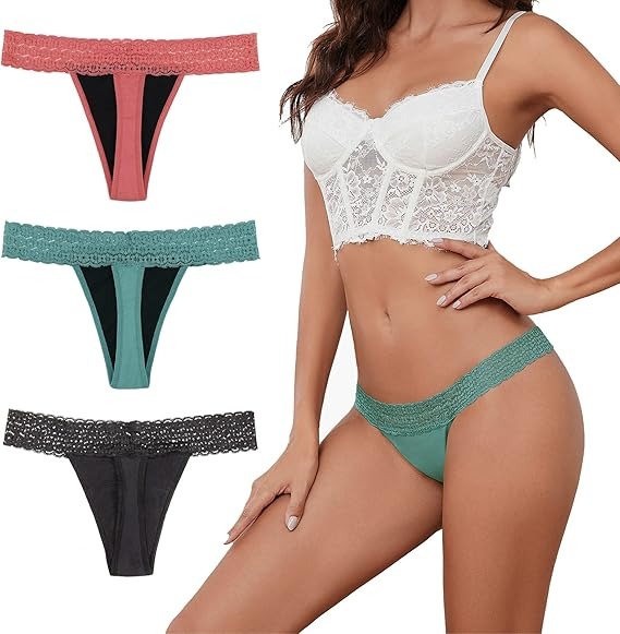Wholesale Lace-Trim Period Bikini | Sexy Absorbent Panties OEM