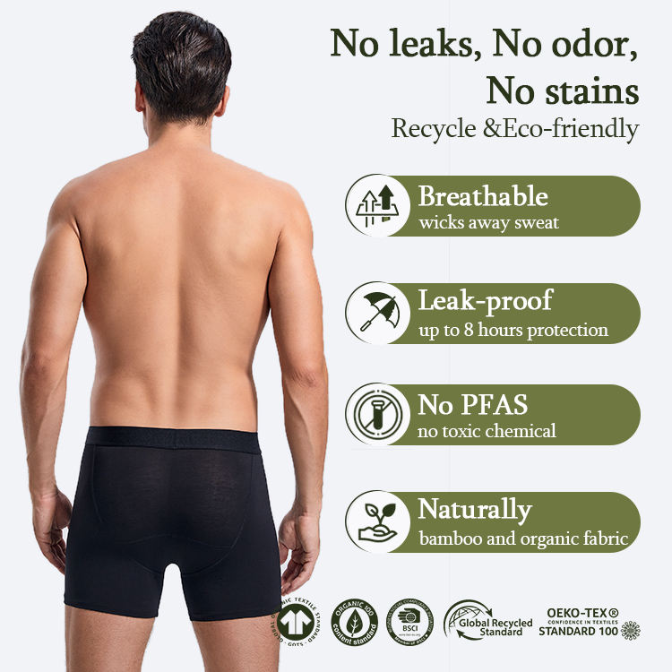Best Men Bladder Leak Proof Underwear Boxer Reusable Washable Pants Urinary Absorbent Padded Incontinence Panties