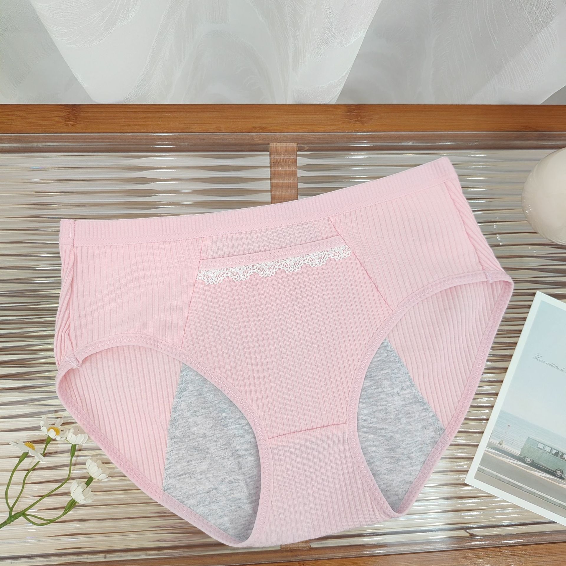 3-Layer Ruffle Leak-Proof Period Panties Pocket Design Easy Clean