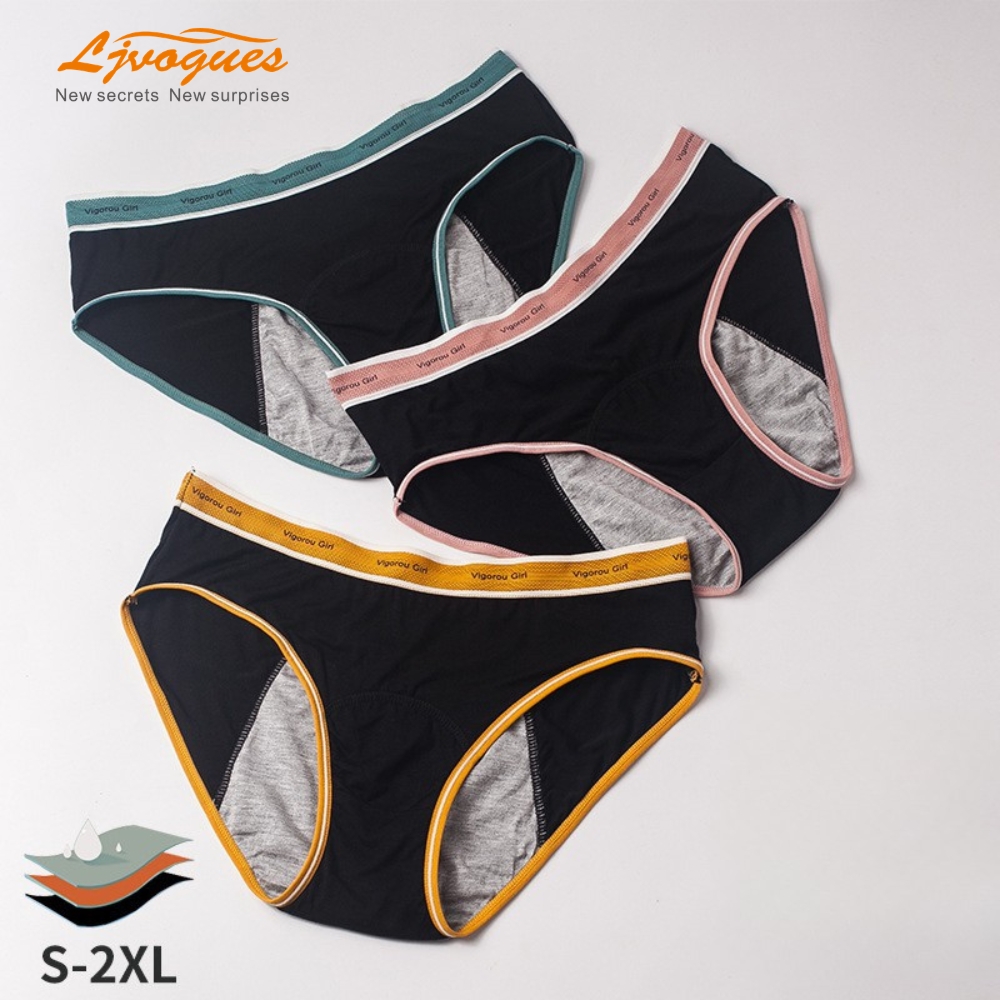 3-Layer Front & Rear Leakproof Period Panties | Mid-Rise Viscose Color-Trim Menstrual Briefs | 5 Colors S–2XL | OEM/ODM Wholesale