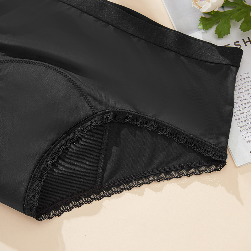 Lace Cotton 4-Layer Leak-Proof Period Panties | Heavy Flow (40-45ml) Menstrual Briefs | OEM/ODM Custom Manufacturer