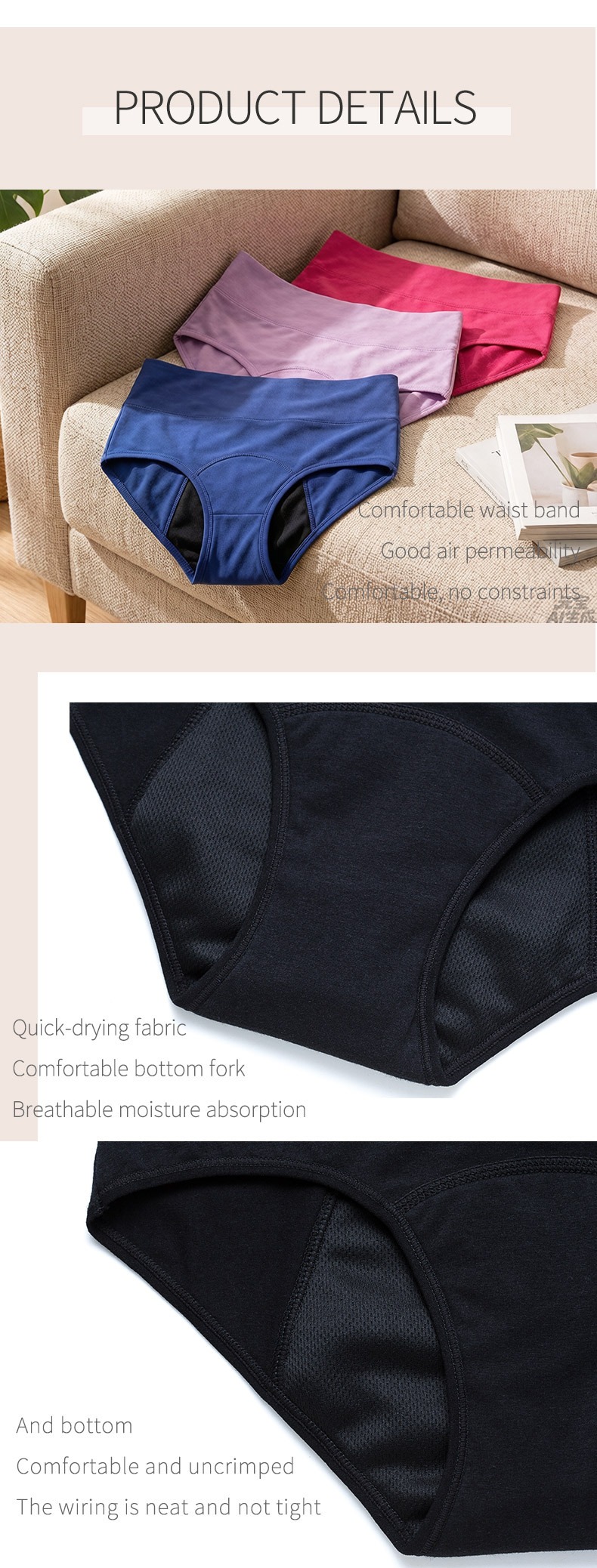 European Plus Size High Waist Shapewear Period Panties