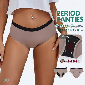 4-Layer Low Waist Period Panties with Color Blocking Stylish Design