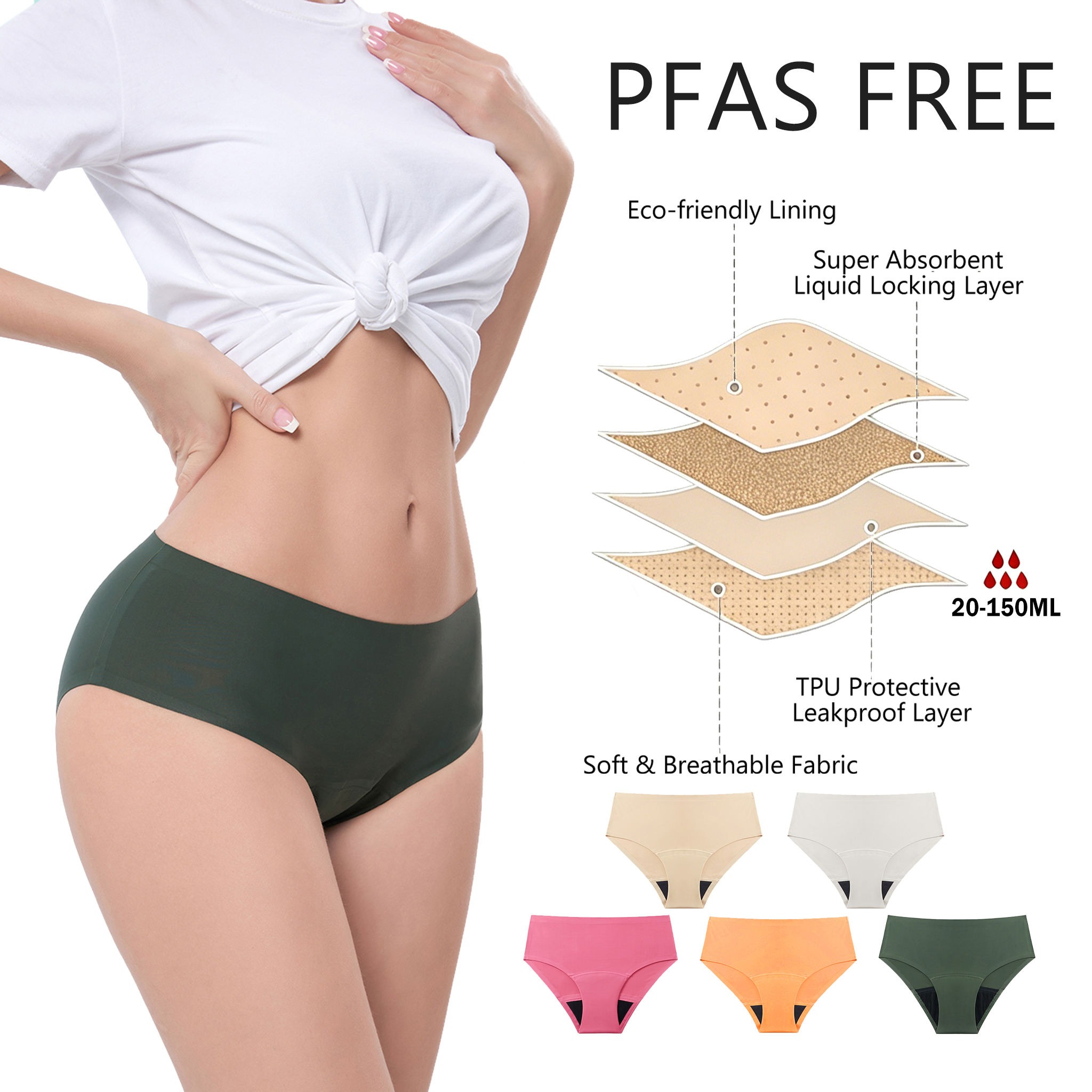 Model SH-82 High-Cut Heavy Absorbency Leak-Proof Briefs (Seamless Bonded)