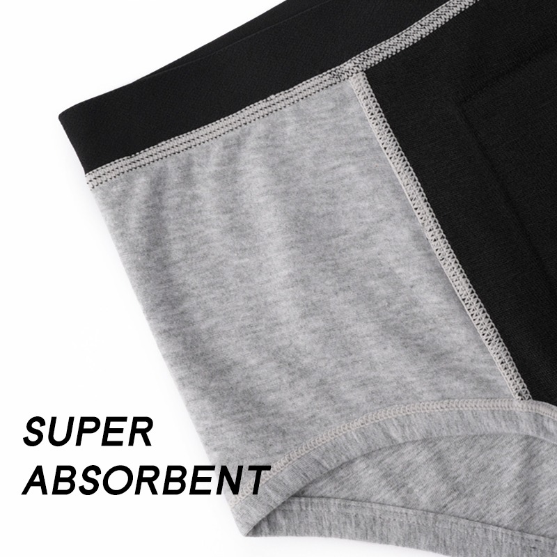 Model SH-001MIBBR Men's Leak-Proof Briefs (50-150ml, Heathered, Contrast Waistband)