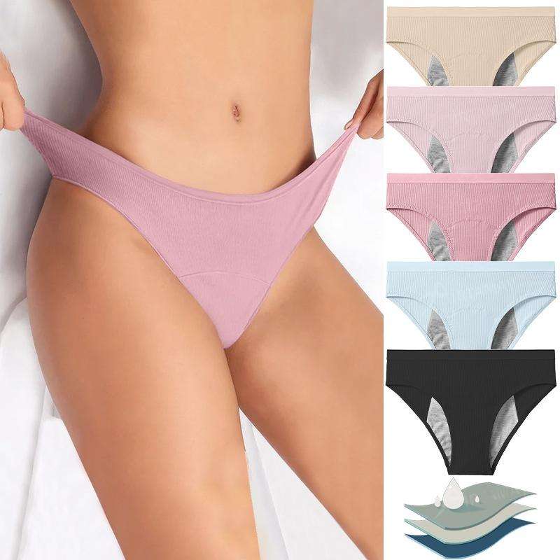 5-Color Cute Striped Teen Period Panties - 3-Layer Leakproof Cotton Gusset Comfort, Fresh Style Girls Menstrual Underwear