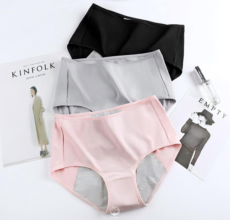 Pure Cotton Mid-Waist Period Panties Breathable Anti-Leak Everyday