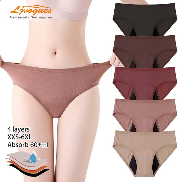 Wholesale Breathable Mesh Period Briefs | Mid-Rise Bamboo 4-Layer Plus Size OEM
