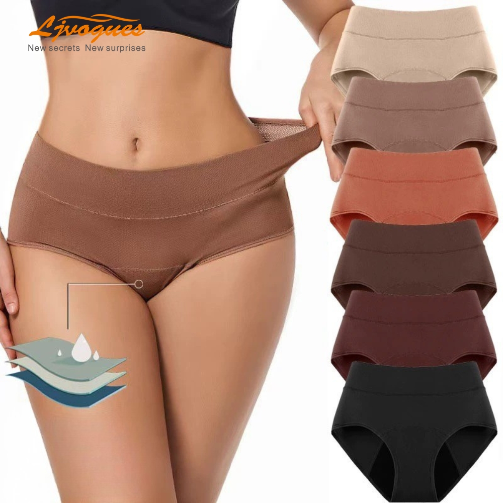 High-Waisted 3-Layer Period Briefs | Regenerated Cellulose Fiber Gusset | 8 Colors XS–5XL | OEM Wholesale