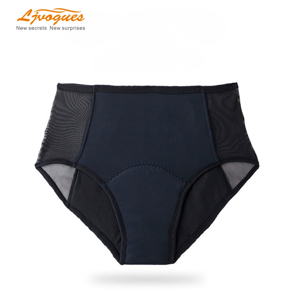 Sexy Mesh Panel High-Waisted 4-Layer Period Panties | Cotton-Lined Pad-Free | Plus Size XS–6XL | OEM Wholesale