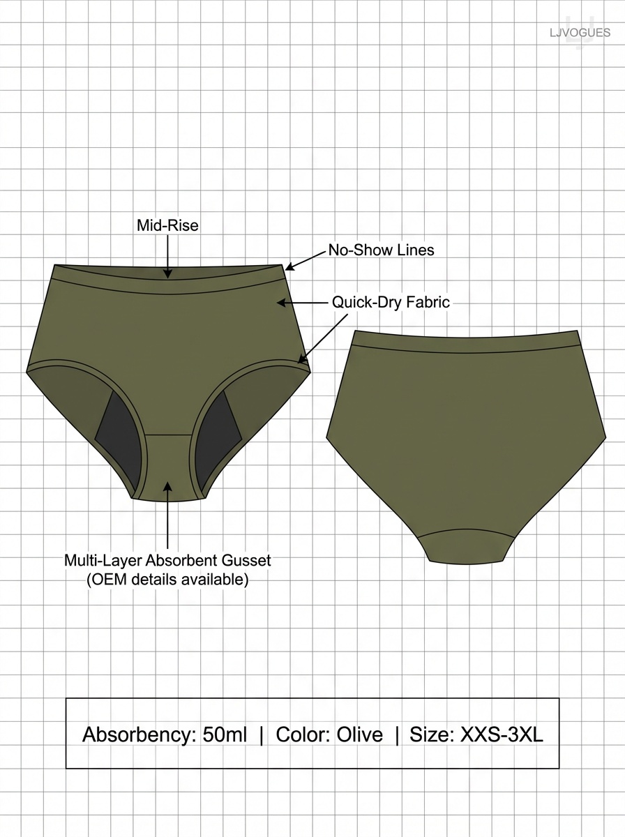 LJVOGUES Style 05 Protective Underwear — 50ml Absorbency, Sand, XXS–3XL 