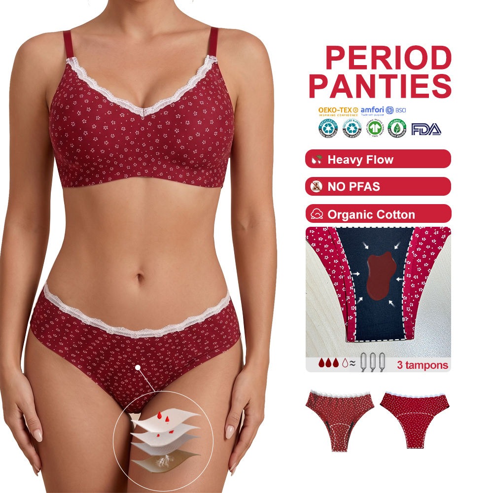 Bamboo Fiber Period Panties | PFAS-Free Hipster Cut | Heavy Flow 4-Layer Leakproof OEM
