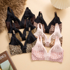 BA823 Women's Leopard Print Seamless V-Neck Bra | Wireless Bralette with Semi-Fixed Pads | OEM/ODM Wholesale