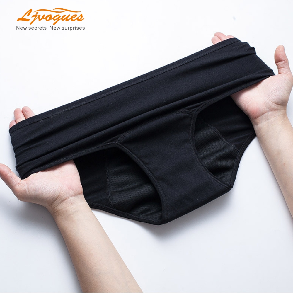 4-Layer Leakproof Period Panties | VaporWick Quick-Dry Mid-Rise Cotton Menstrual Briefs | Breathable TPU | Black S–4XL | OEM/ODM Wholesale