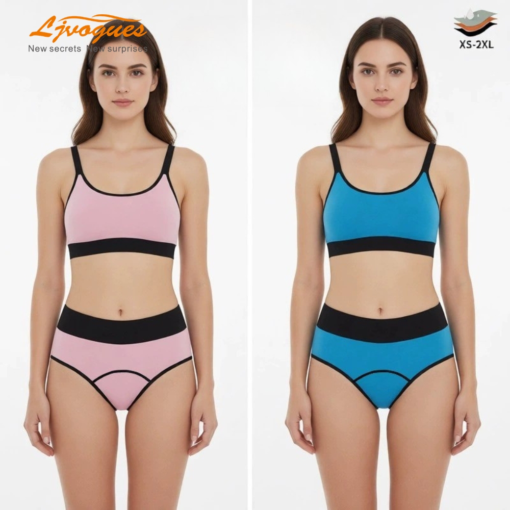 Viscose High-Waisted Period Panties with Contrast Elastic Waistband | 3-Layer Extended Coverage | 6 Colors | OEM Wholesale