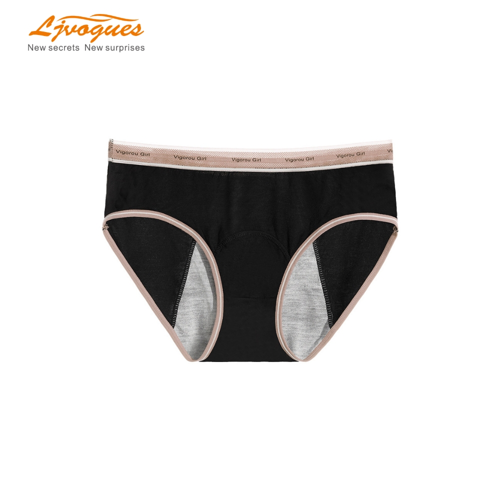 3-Layer Front & Rear Leakproof Period Panties | Mid-Rise Viscose Color-Trim Menstrual Briefs | 5 Colors S–2XL | OEM/ODM Wholesale