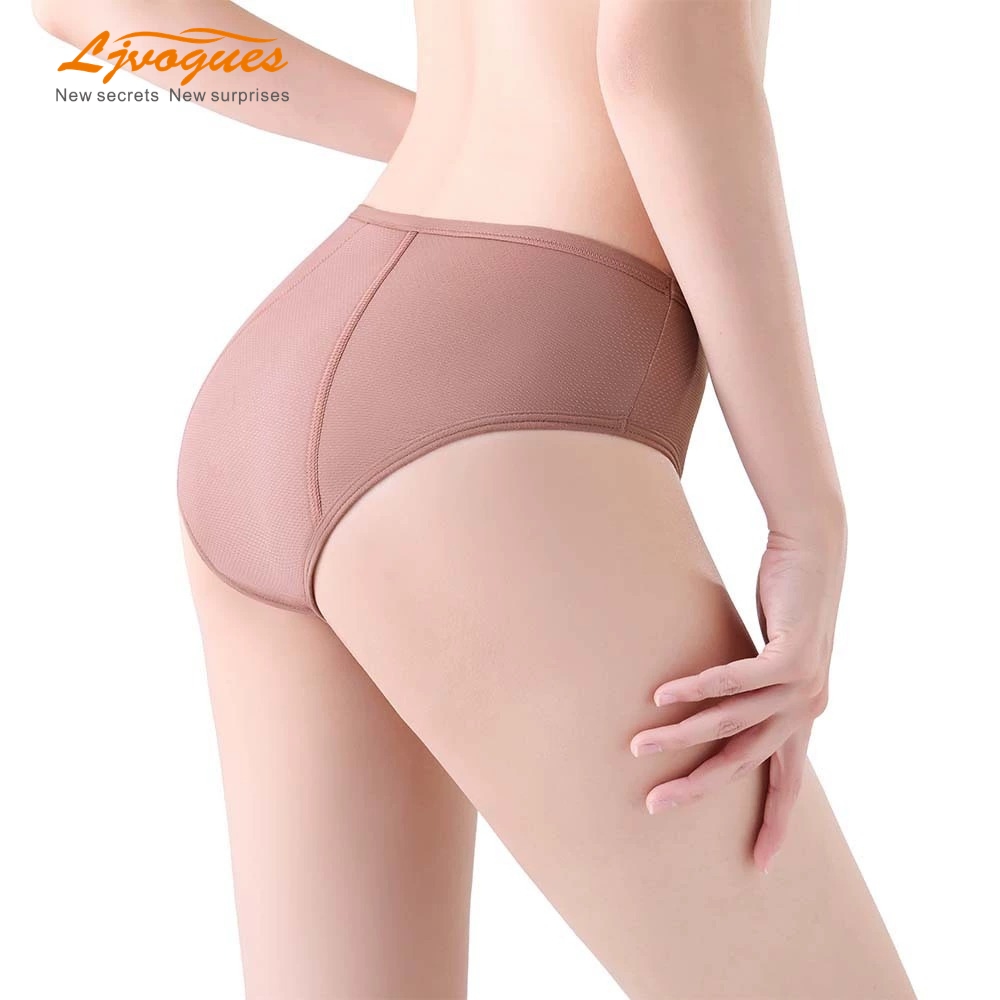 Wholesale Breathable Mesh Period Briefs | Mid-Rise Bamboo 4-Layer Plus Size OEM