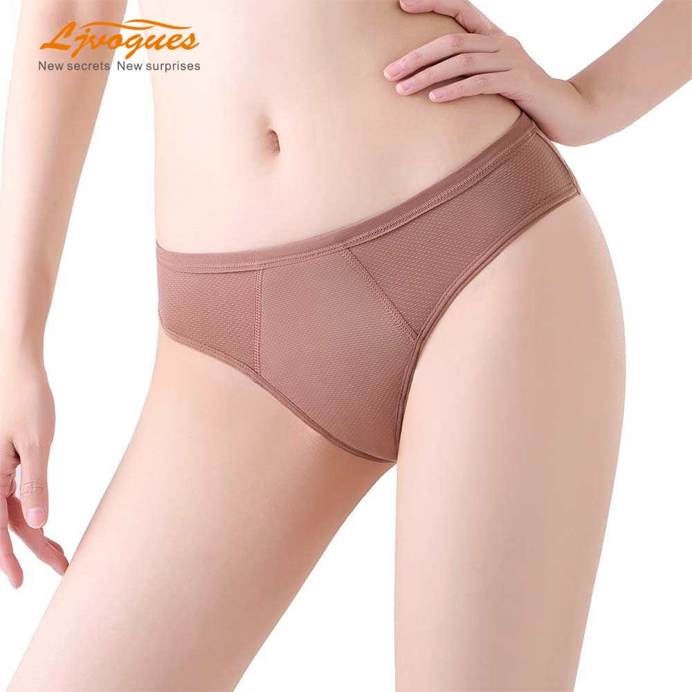 Breathable Mesh Period Thong | 4-Layer Bamboo Fiber Plus Size Menstrual Underwear | OEM Wholesale