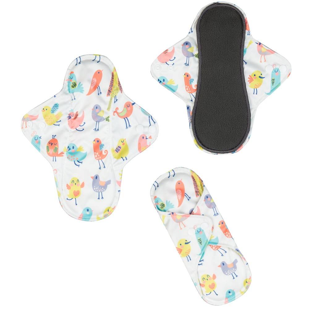 Ready Stock Reusable Cloth Menstrual Pad (Winged) | Waterproof PUL Outer | Bamboo Charcoal + Microfiber Core | 24cm Day Use | Multi Patterns