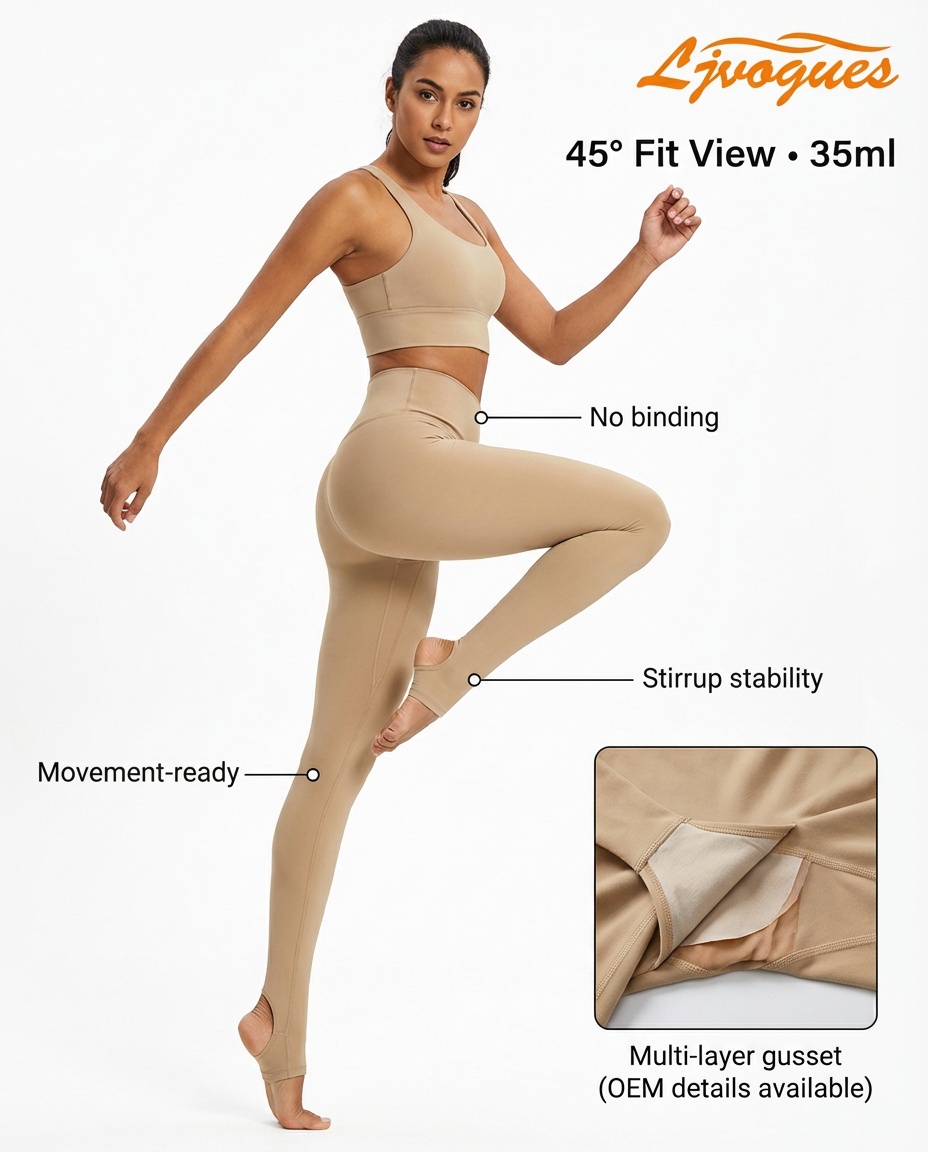 Integrated Gusset Stirrup Leggings 35ml | No VPL No Binding | OEM Gym Dance Activewear