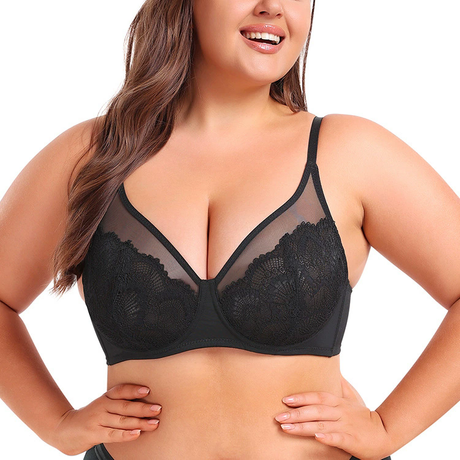  Groothandel grote maten ultradunne kanten mesh push-up bh