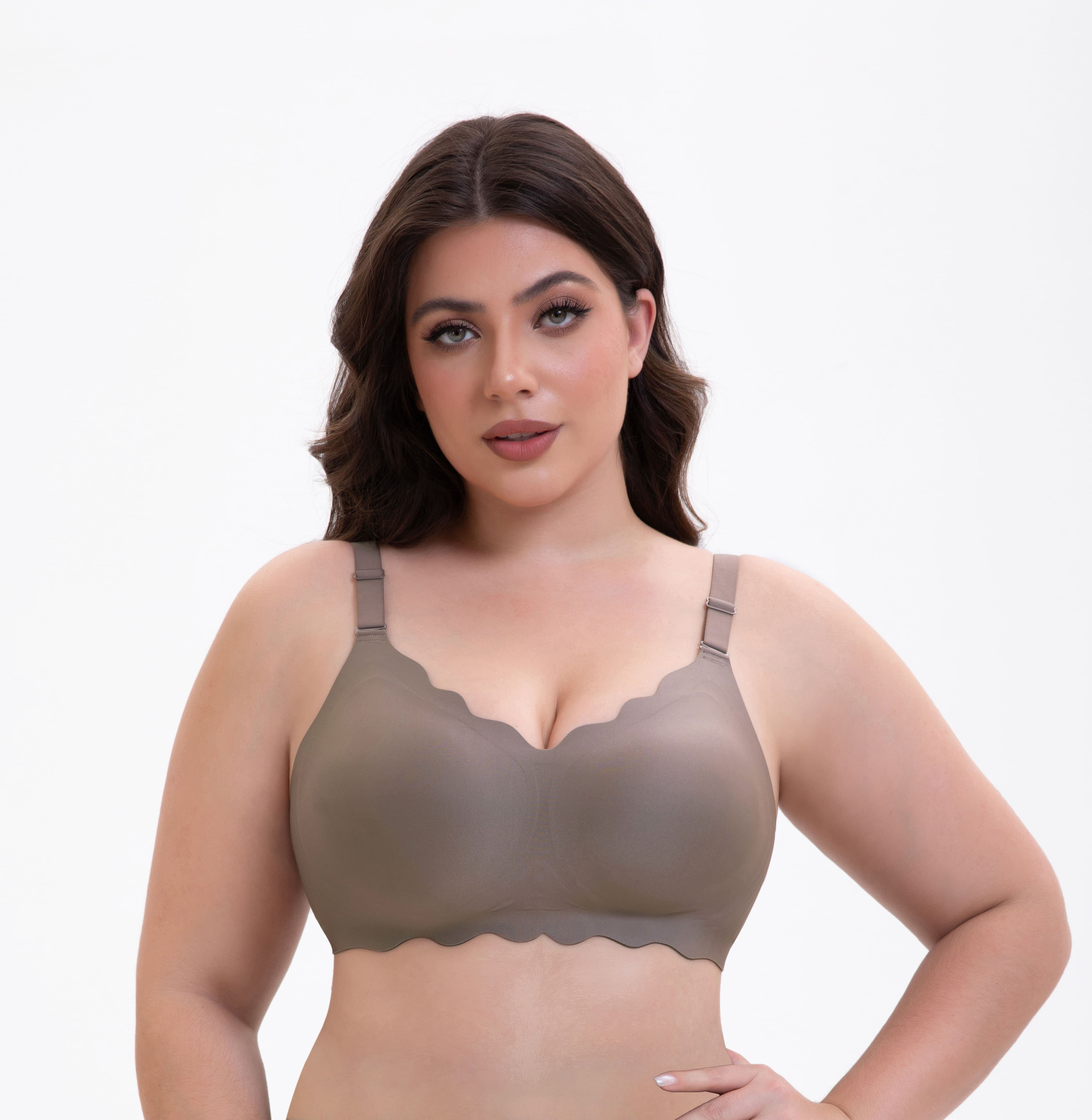 S-3XL Wavy High Elastic Solid Color Jelly Glue Large Size Women's Bra Gathered Skin-friendly Thick Shoulder Straps Adjustable