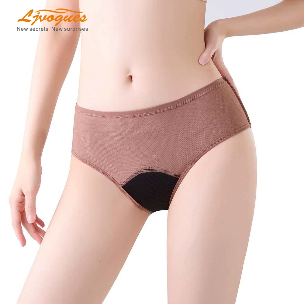 Wholesale Breathable Mesh Period Briefs | Mid-Rise Bamboo 4-Layer Plus Size OEM