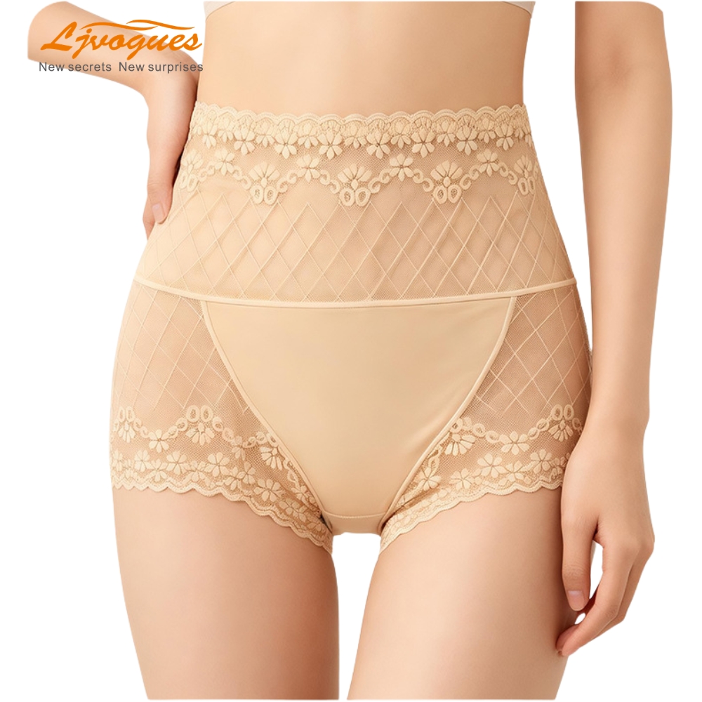 High-Waisted Lace Tummy Control Women's Briefs | Butt-Lifting Seamless-Look | Cotton Crotch Plus Size | OEM Wholesale